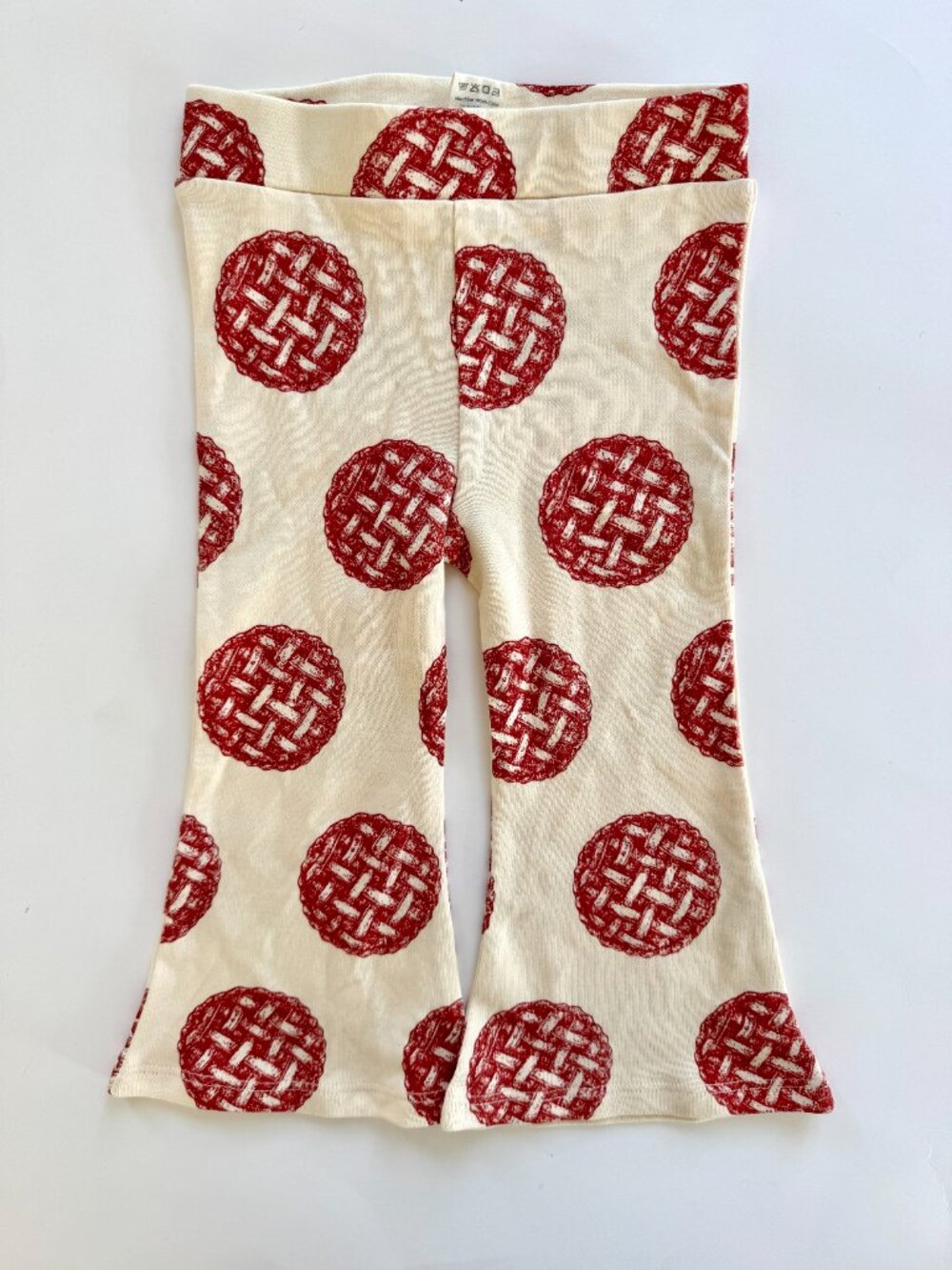 Kate Quinn Organic Cotton Pie Print Bell Bottom Flare Pants 18-24M Thanksgiving